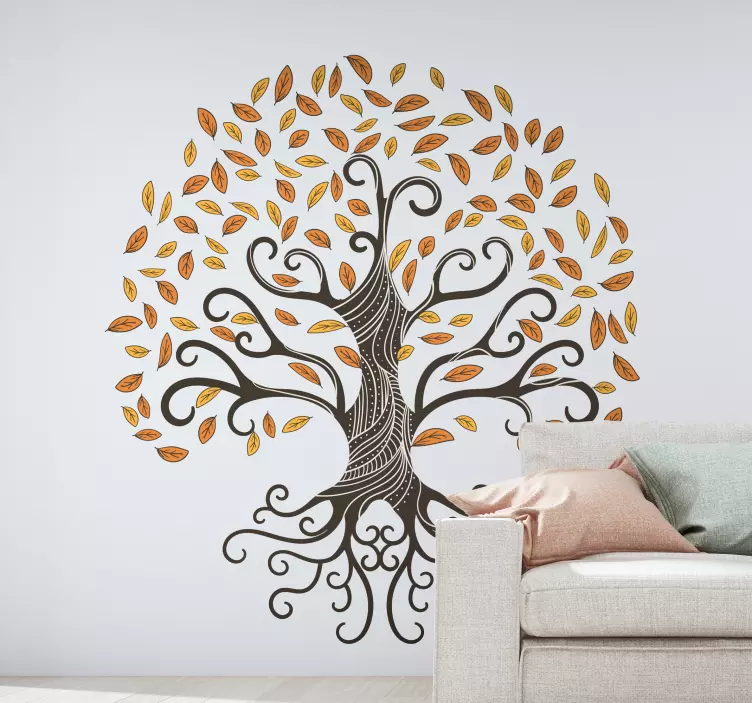 Adesivo murale albero albero stagionale stilizzato - TenStickers