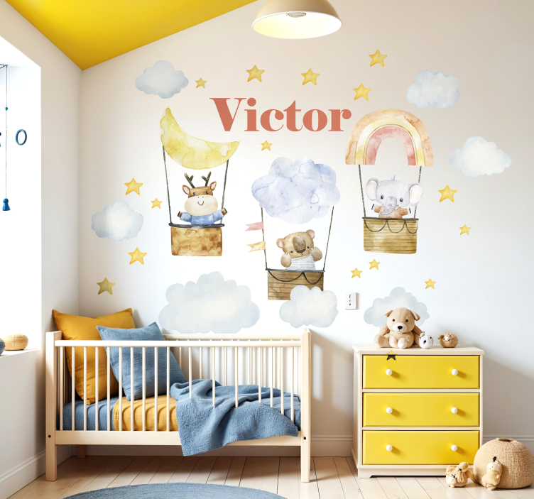 Adesivo murale bambini animali che volano in alto - TenStickers