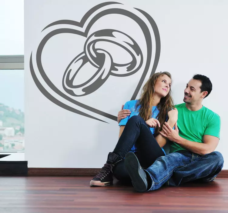 Adesivo murale anelli e cuore - TenStickers