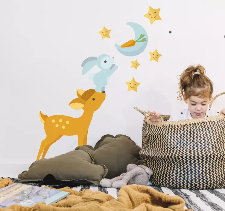 Adesivo murale animali che raggiungono la luna - TenStickers