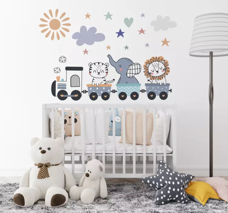 Adesivo murale animali felici addestrati - TenStickers