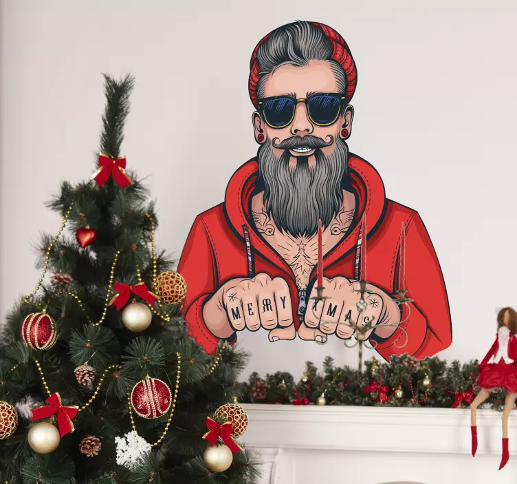 Adesivo murale Babbo Natale hipster - TenStickers