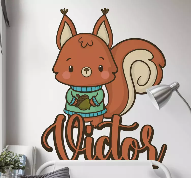 Adesivo murale bambini adorabile figura di scoiattolo - TenStickers