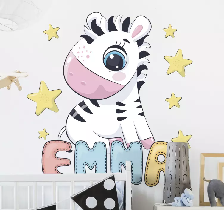 Adesivo murale bambini affascinante scultura di zebra - TenStickers