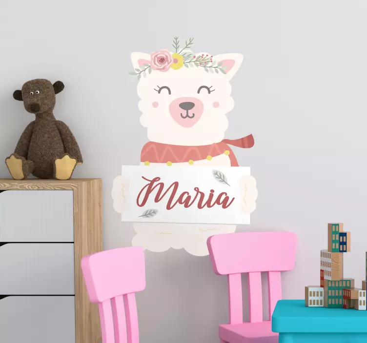 Adesivo murale bambini animale carino con cartello - TenStickers