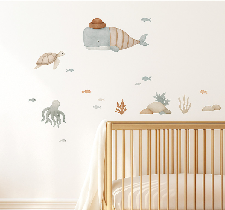 Adesivo murale bambini animali dell'oceano boho - TenStickers