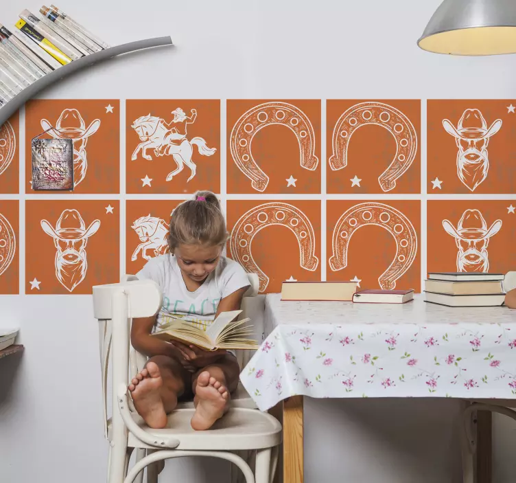 Adesivo murale bambini arte a tema cowboy - TenStickers