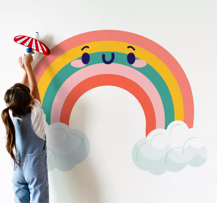 Adesivo murale bambini arte del felice arcobaleno - TenStickers