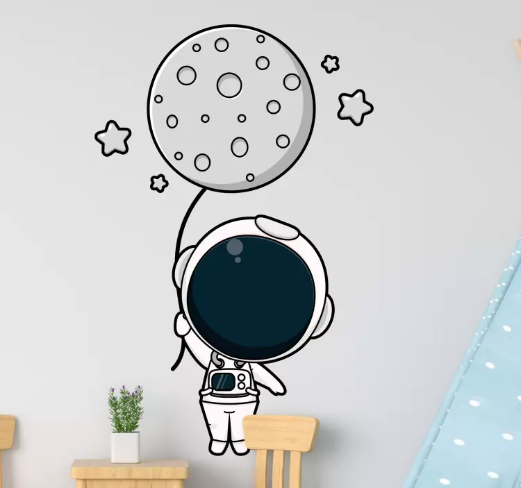 Adesivo murale bambini astronauta con palloncino - TenStickers