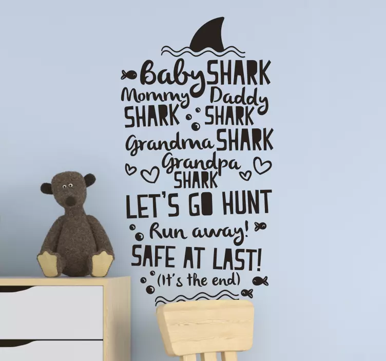 Adesivo murale bambini canzone della famiglia shark - TenStickers