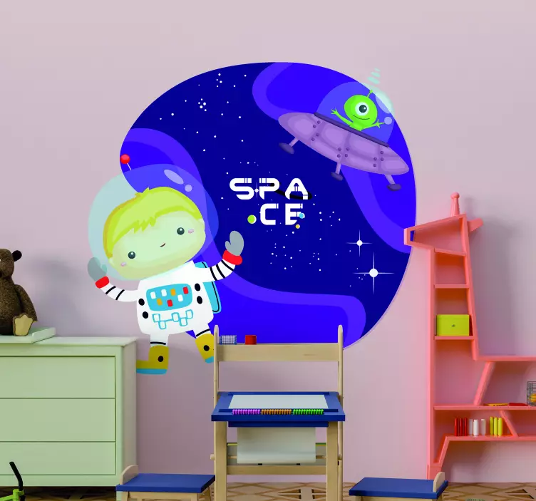 Adesivo murale bambini carina avventura spaziale - TenStickers