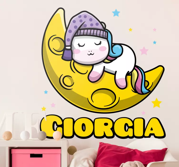 Adesivo murale bambini carino unicorno addormentato - TenStickers