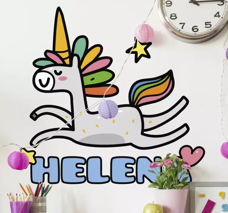 Adesivo murale bambini carino unicorno che corre - TenStickers