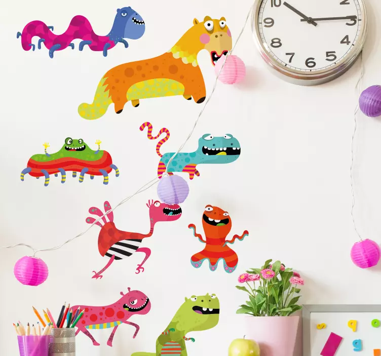 Adesivo murale bambini collezione di mostri giocosi - TenStickers