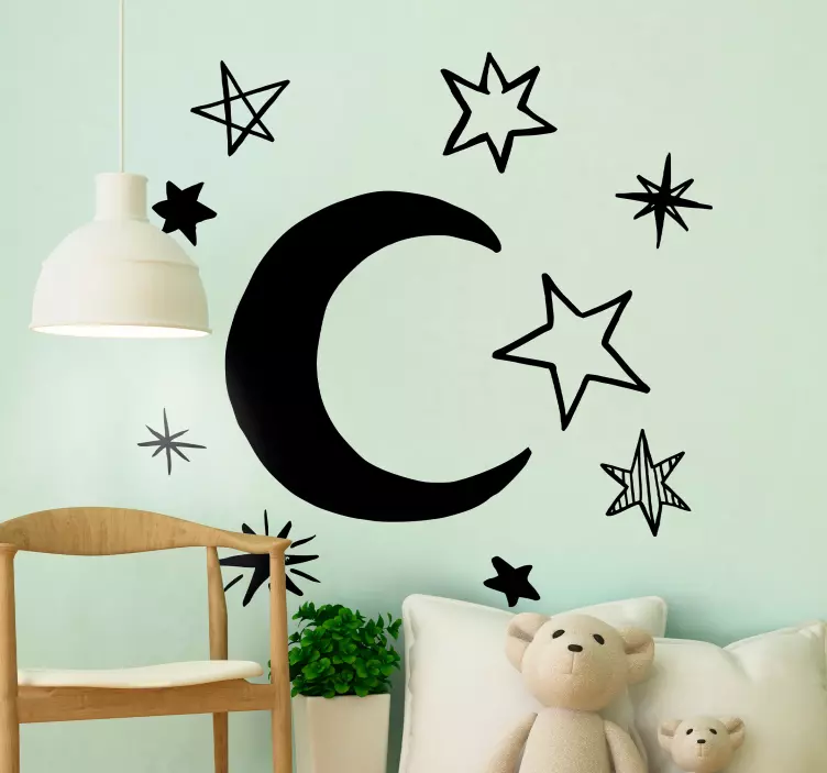 Adesivo murale bambini corpi celesti e luminari - TenStickers