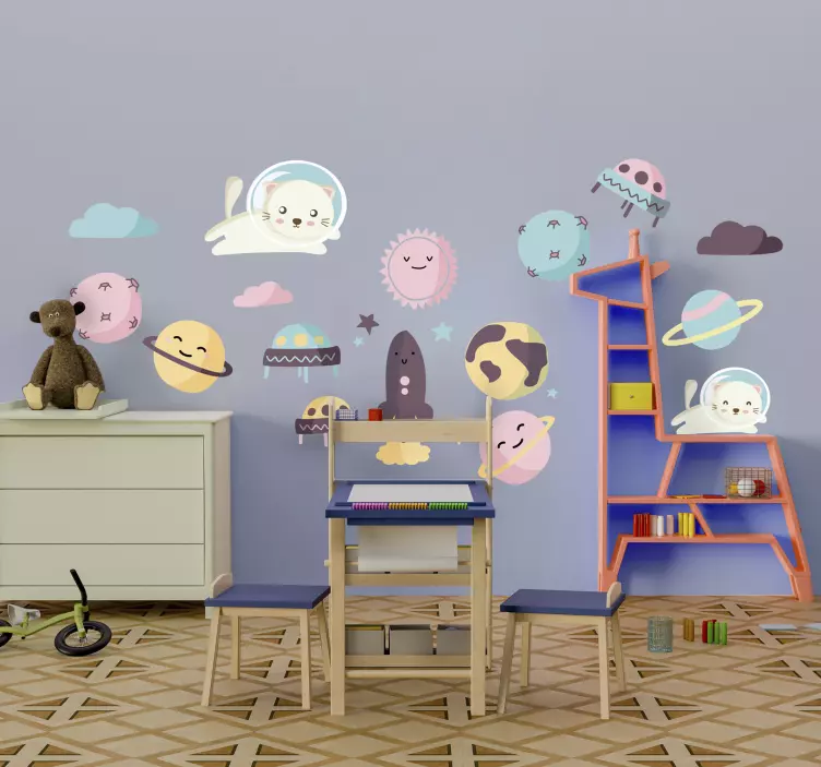 Adesivo murale bambini creature spaziali carine - TenStickers