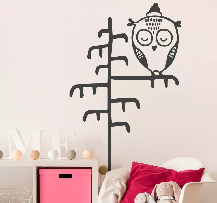 Adesivo murale bambini decorazione albero gufo - TenStickers