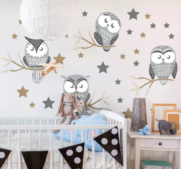 Adesivo murale bambini decorazione asilo gufo - TenStickers