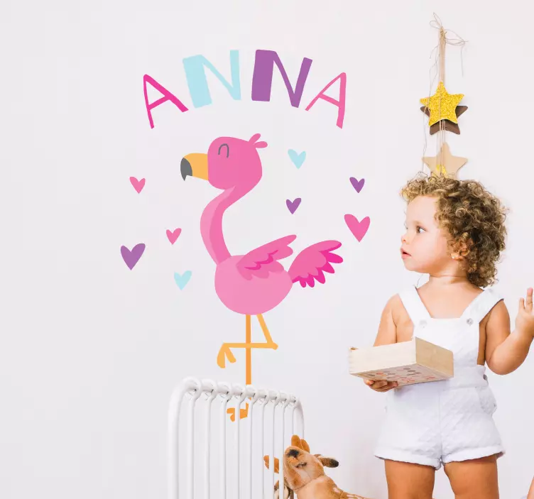 Adesivo murale bambini design personalizzato fenicottero - TenStickers