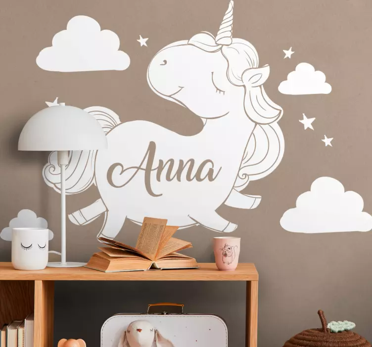 Adesivo murale bambini design unicorno personalizzato - TenStickers