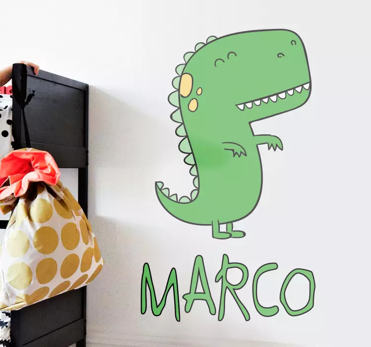 Adesivo murale bambini dinosauro con nome - TenStickers