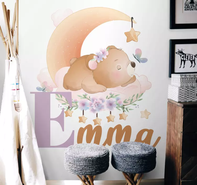 Adesivo murale bambini design orso dormiente - TenStickers