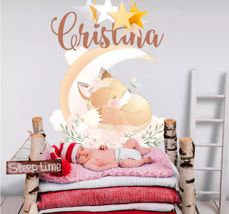 Adesivo murale bambini disegno personalizzato della volpe - TenStickers