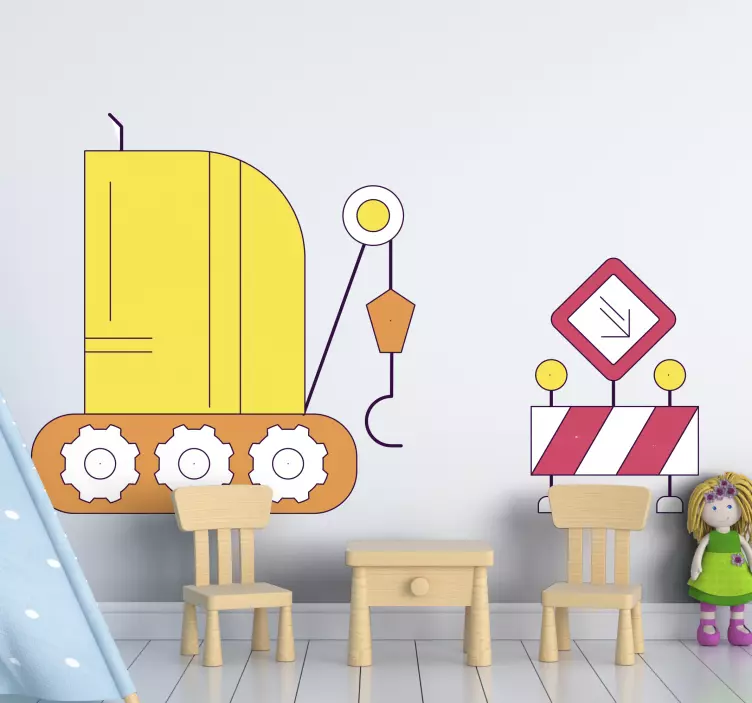 Adesivo murale bambini emozione veicoli da costruzione - TenStickers