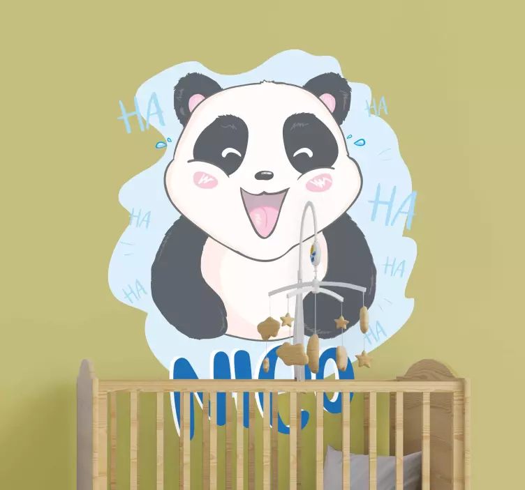 Adesivo murale bambini faccia di panda allegro - TenStickers