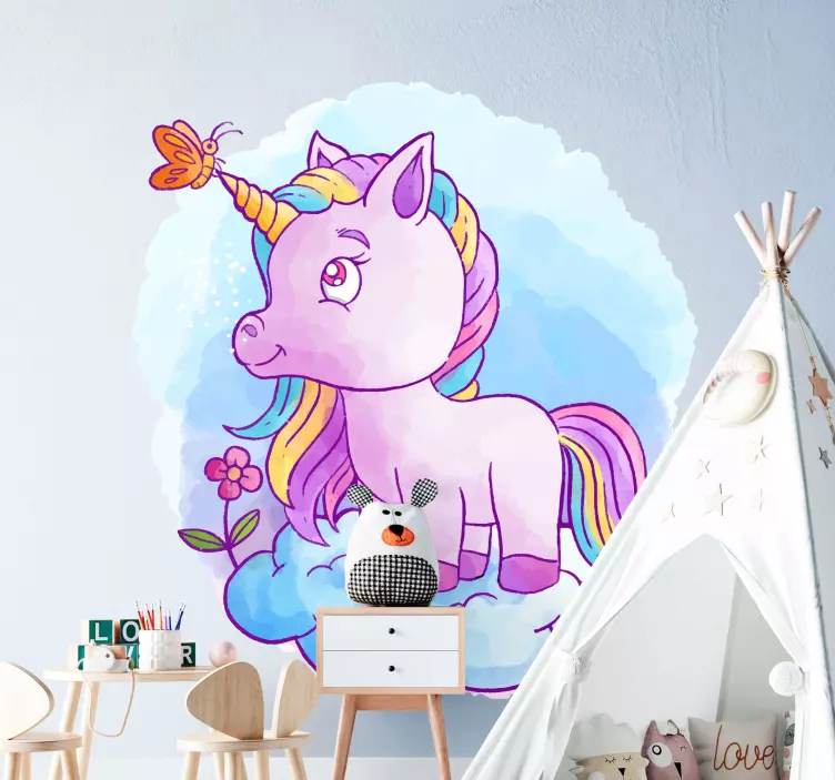 Adesivo murale bambini fantasia stravagante dell'unicorno - TenStickers
