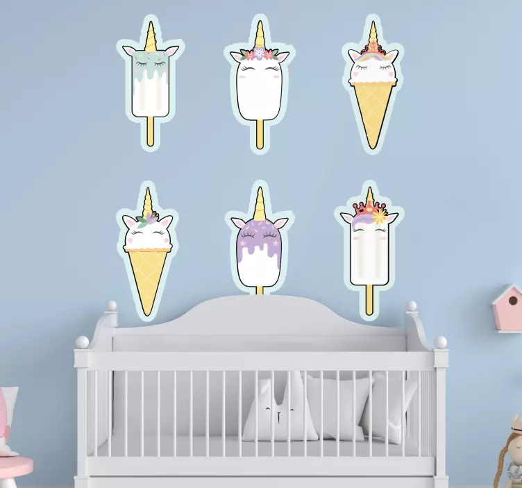 Adesivo murale bambini unicorni di gelato - TenStickers