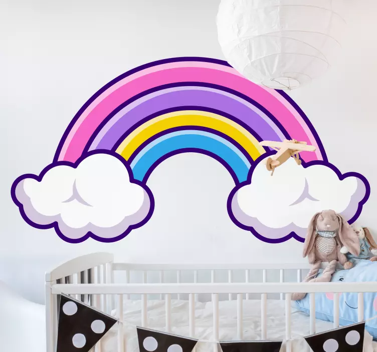 Adesivo murale bambini illustrazione arcobaleno vibrante - TenStickers