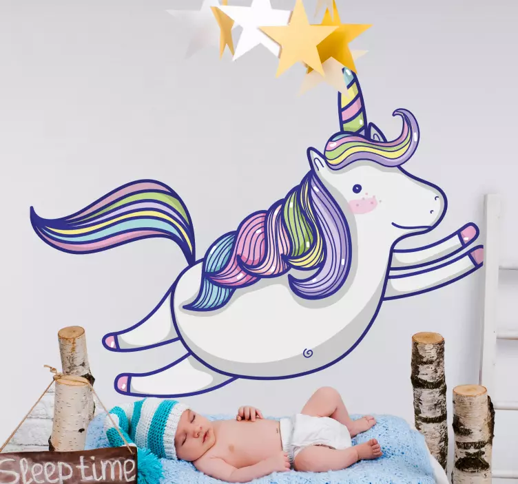 Adesivo murale bambini illustrazione di unicorno giocoso - TenStickers