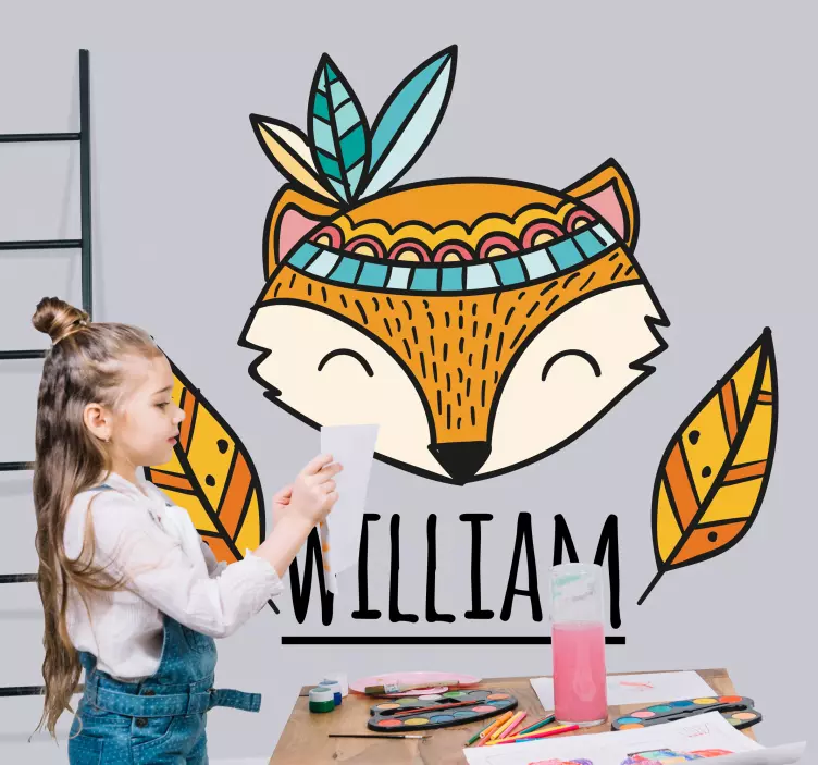 Adesivo murale bambini illustrazione volpe incantevole - TenStickers