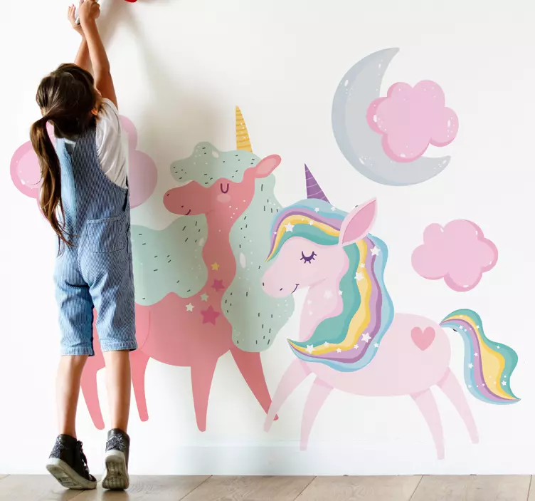 Adesivo murale bambini immagini di unicorno carine - TenStickers