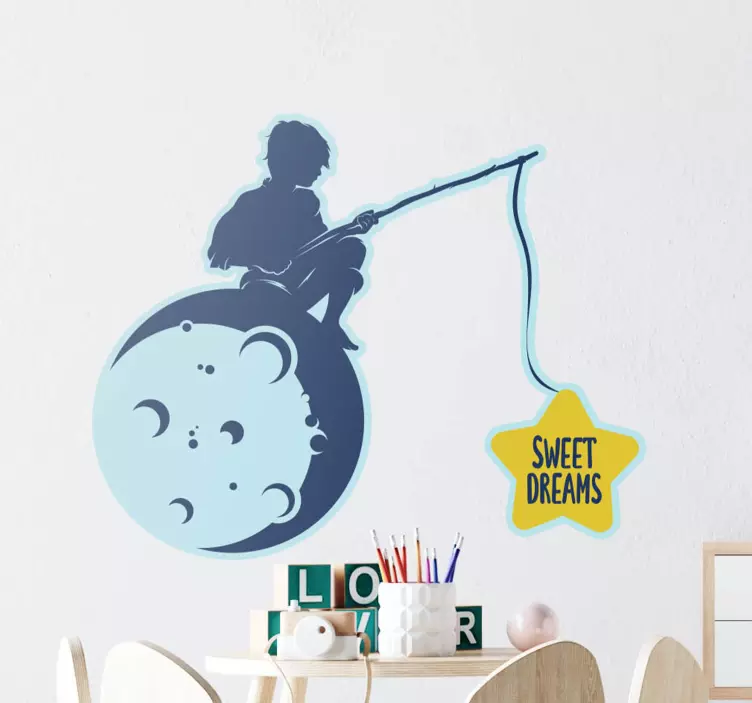 Adesivo murale bambini luna di pesca per bambini - TenStickers