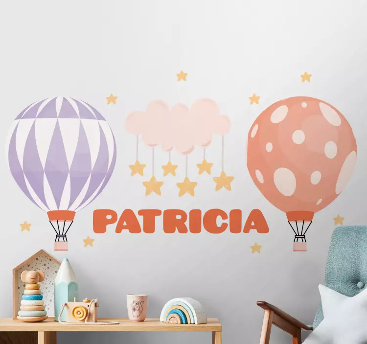 Adesivo murale bambini palloncini colorati con nome - TenStickers
