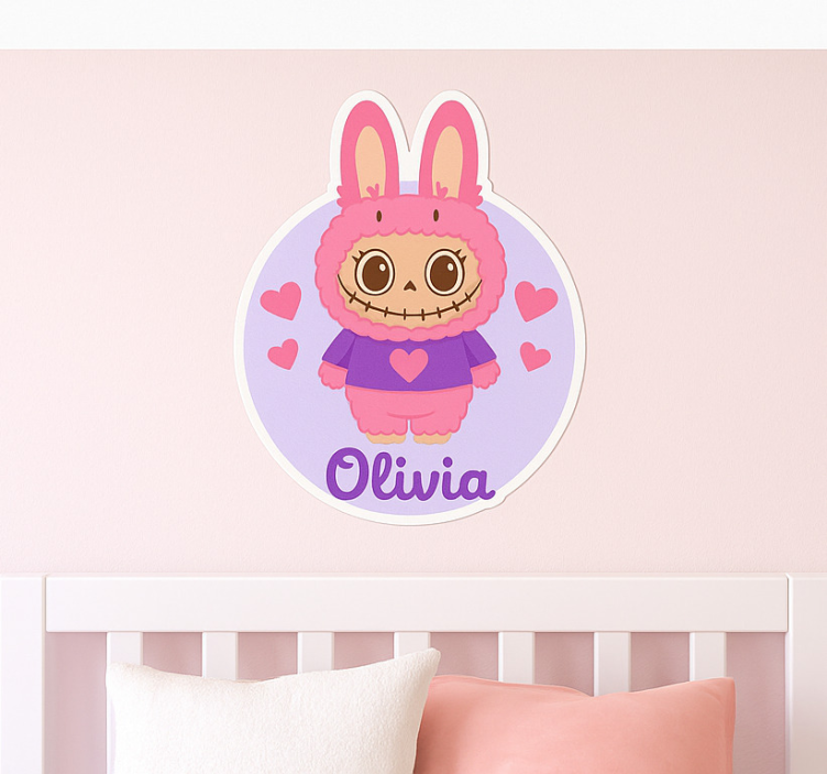 Adesivo murale bambini mostro coniglio con nome - TenStickers