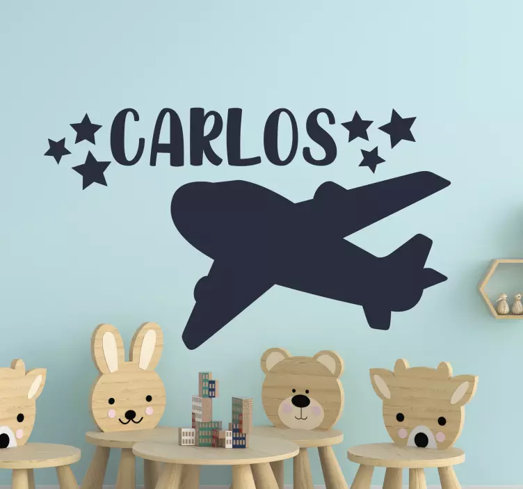 Adesivo murale bambini motivo aereo personalizzato - TenStickers