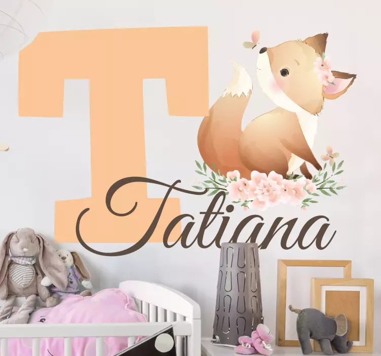 Adesivo murale bambini motivo di volpe stravagante - TenStickers