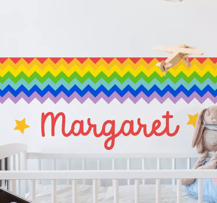 Adesivo murale bambini motivo zigzag arcobaleno - TenStickers