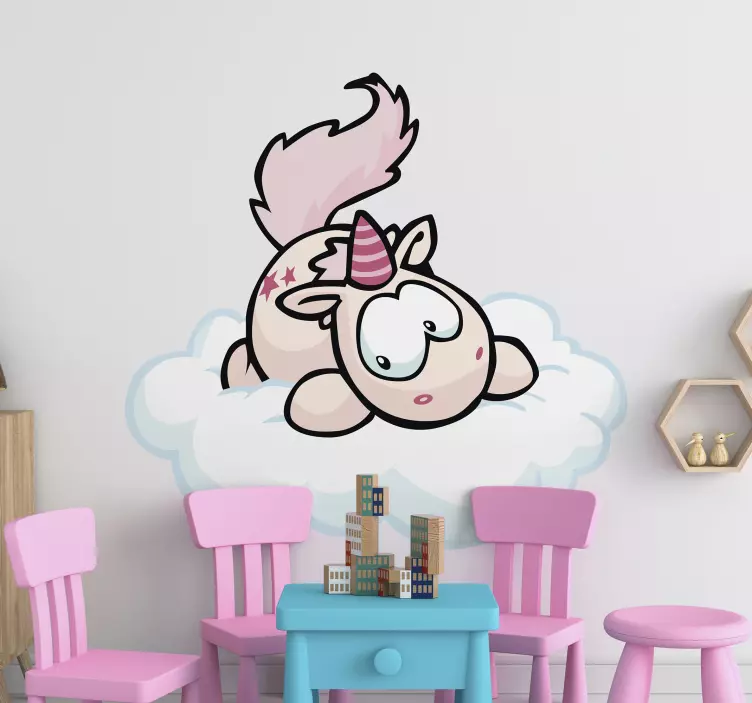 Adesivo murale bambini nuvola di unicorno carino - TenStickers