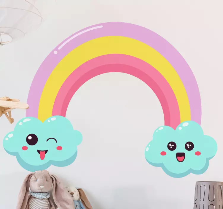 Adesivo murale bambini nuvola e arcobaleno carina - TenStickers