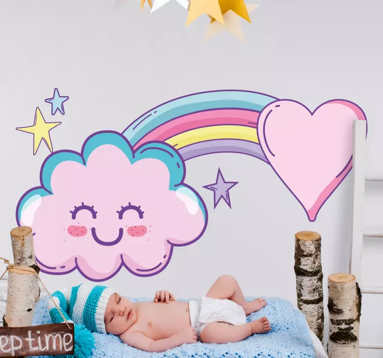 Adesivo murale bambini nuvola felice arcobaleno - TenStickers