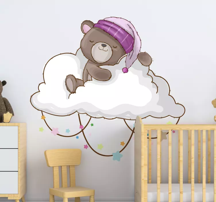 Adesivo murale bambini nuvola orso addormentato - TenStickers