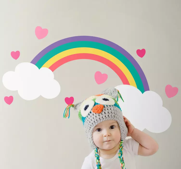 Adesivo murale bambini nuvole arcobaleno allegre - TenStickers