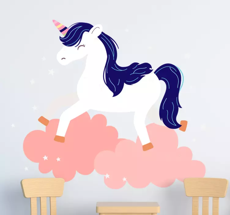 Adesivo murale bambini nuvole di unicorno fantasiose - TenStickers