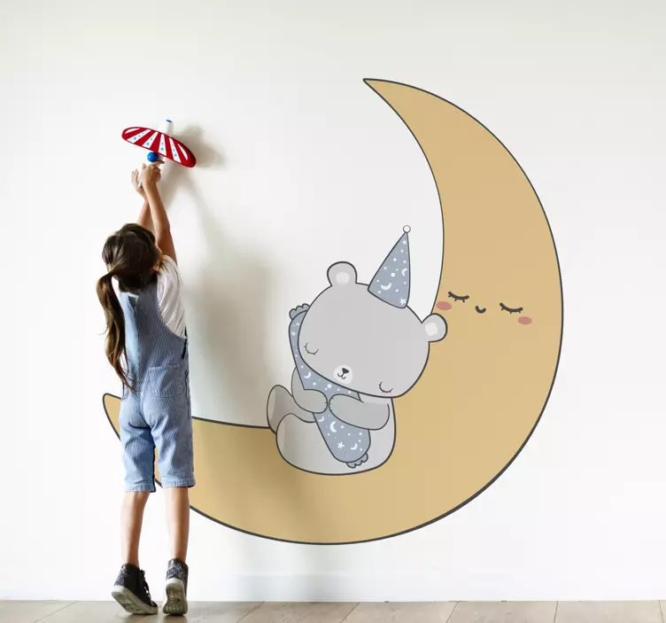 Adesivo murale bambini orso carino luna - TenStickers