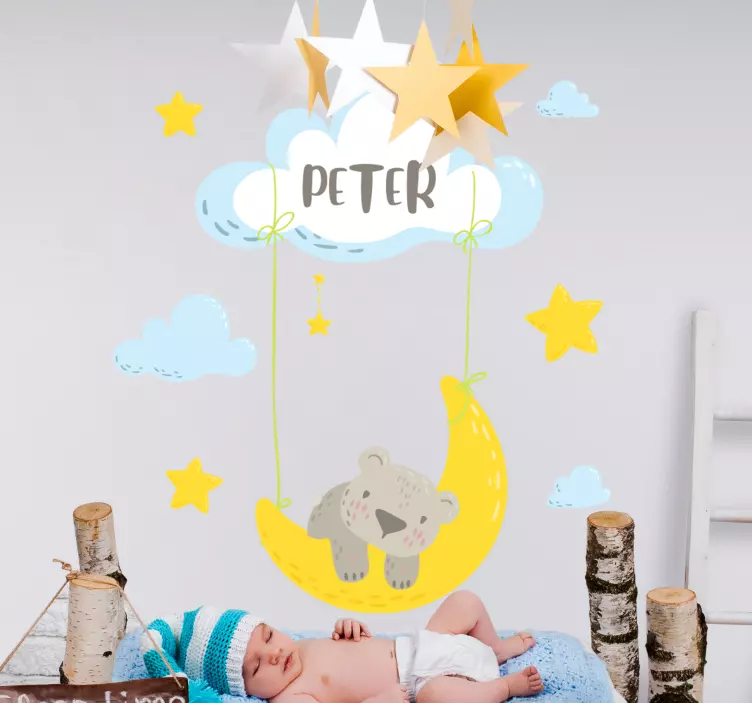 Adesivo murale bambini orso sulla luna - TenStickers