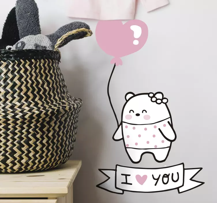 Adesivo murale bambini palloncino a forma di cuore carino - TenStickers